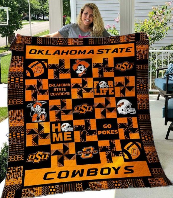 ncaa oklahoma state cowboys orange black quilt fleece blanket v3 wfqf469 bzrkr