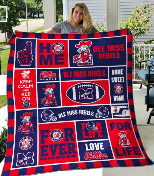 ncaa ole miss rebels red blue quilt fleece blanket wfqf482 xgbbk