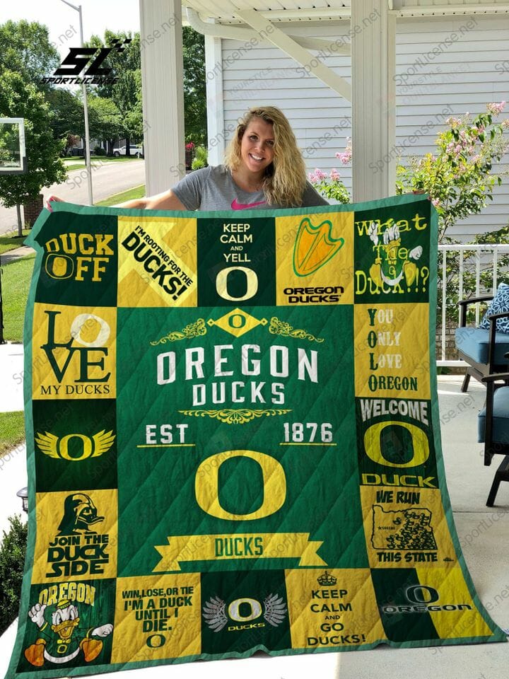 ncaa oregon ducks green yellow est 1876 quilt fleece blanket wfqf489 esbxq