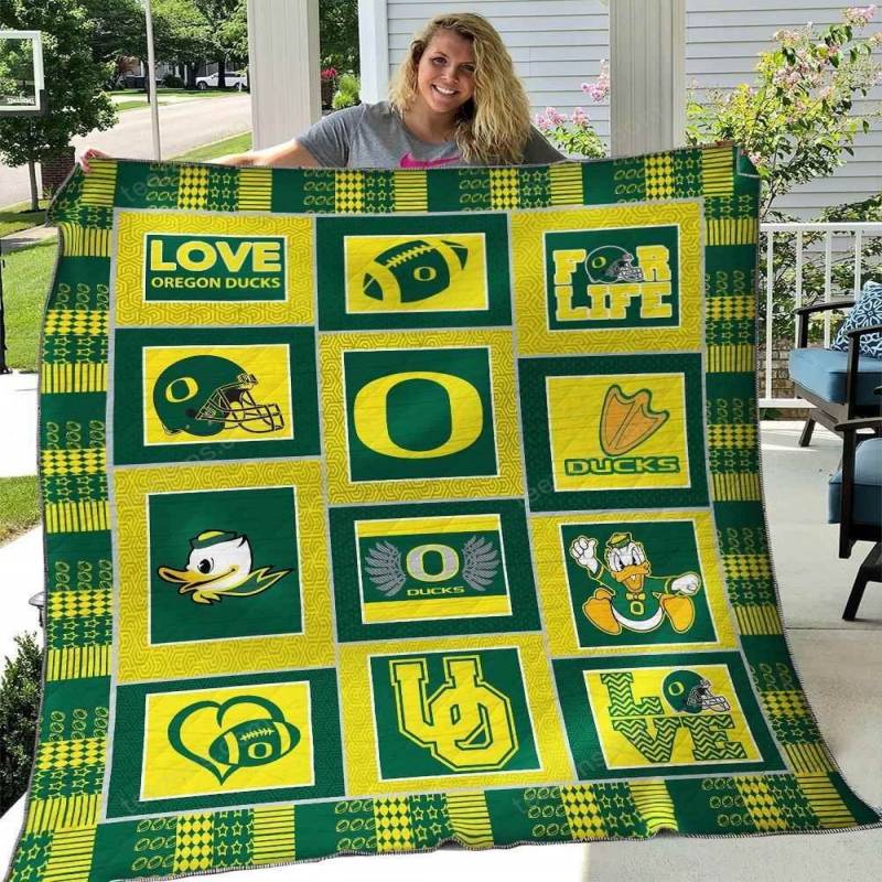 ncaa oregon ducks green yellow quilt fleece blanket v3 wfqf491 zqw8h