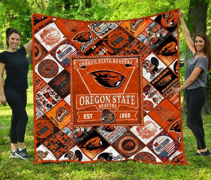 ncaa oregon state beavers est 1868 quilt fleece blanket wfqf498 vzyxa