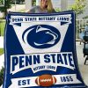 ncaa penn state nittany lions blue white est 1855 quilt fleece blanket wfqf504 goalf