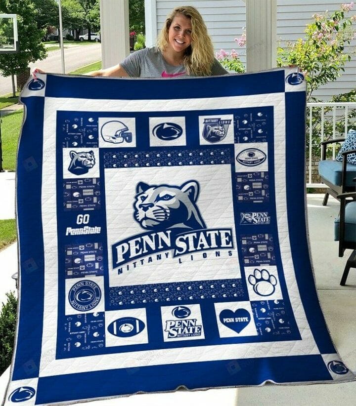 ncaa penn state nittany lions blue white quilt fleece blanket wfqf509 lpsxb