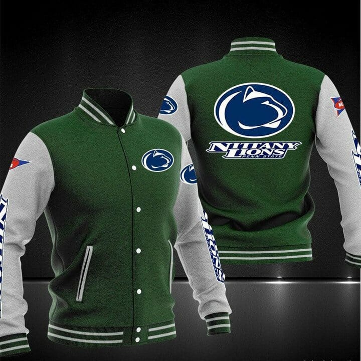 ncaa penn state nittany lions green baseball jacket button up zipper hooded all over print edqgk