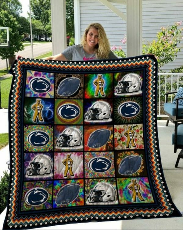 ncaa penn state nittany lions helmet mascot quilt fleece blanket wfqf511 mjlmk