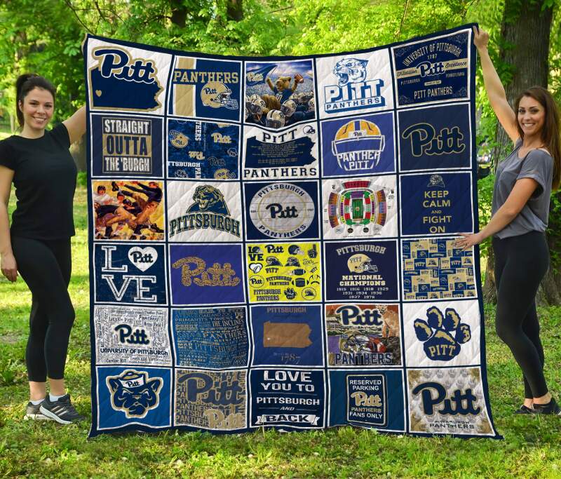 ncaa pittsburgh panthers blue white quilt fleece blanket v2 wfqf514 uib69