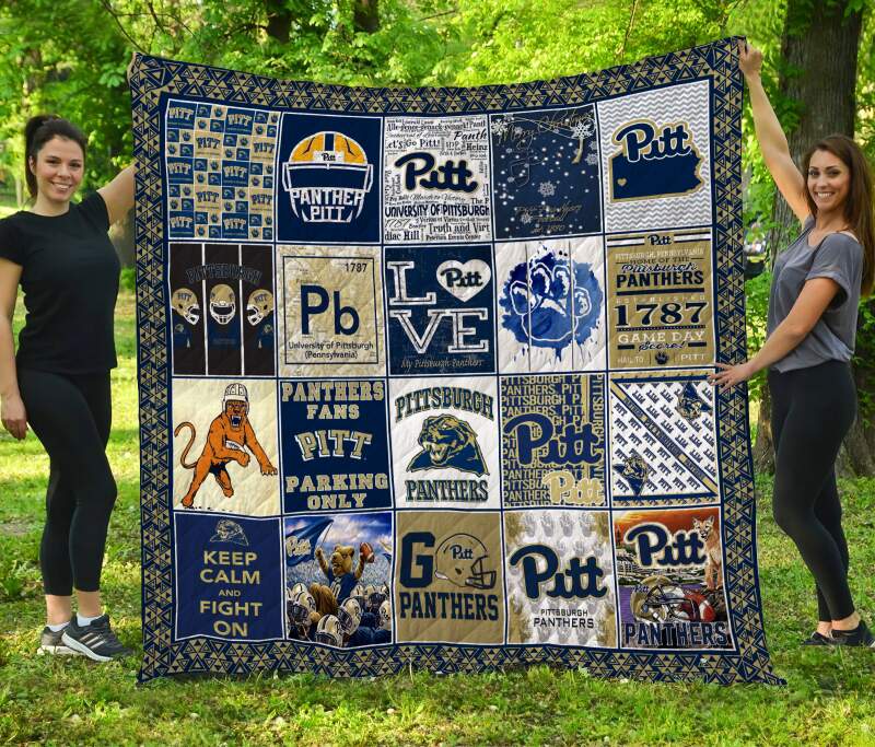 ncaa pittsburgh panthers blue white quilt fleece blanket wfqf515 ir67o