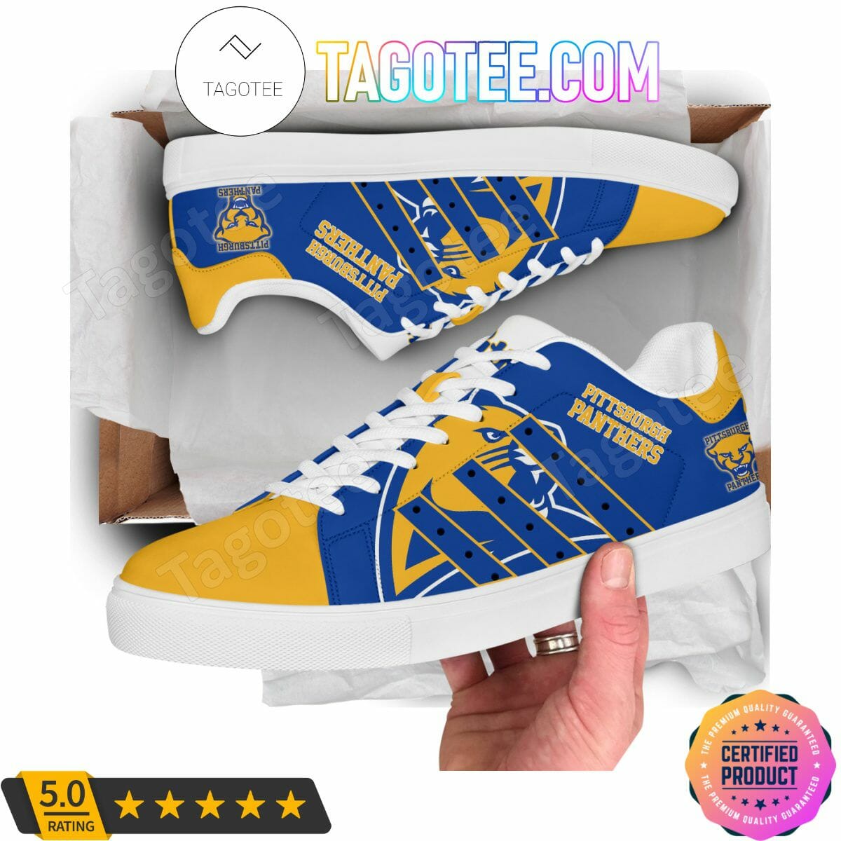 ncaa pittsburgh panthers blue yellow stan smith shoes nmkga