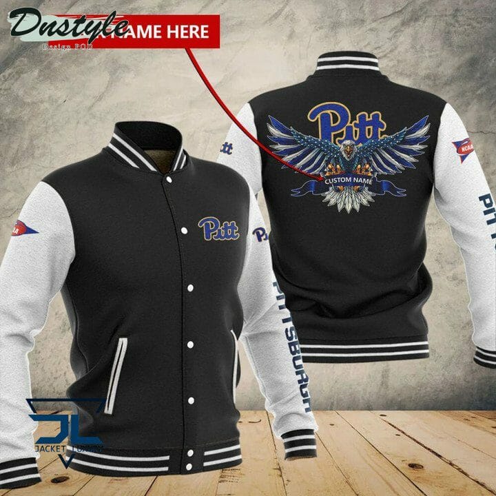 ncaa pittsburgh panthers custom name black baseball jacket button up zipper hooded all over print 5avkh