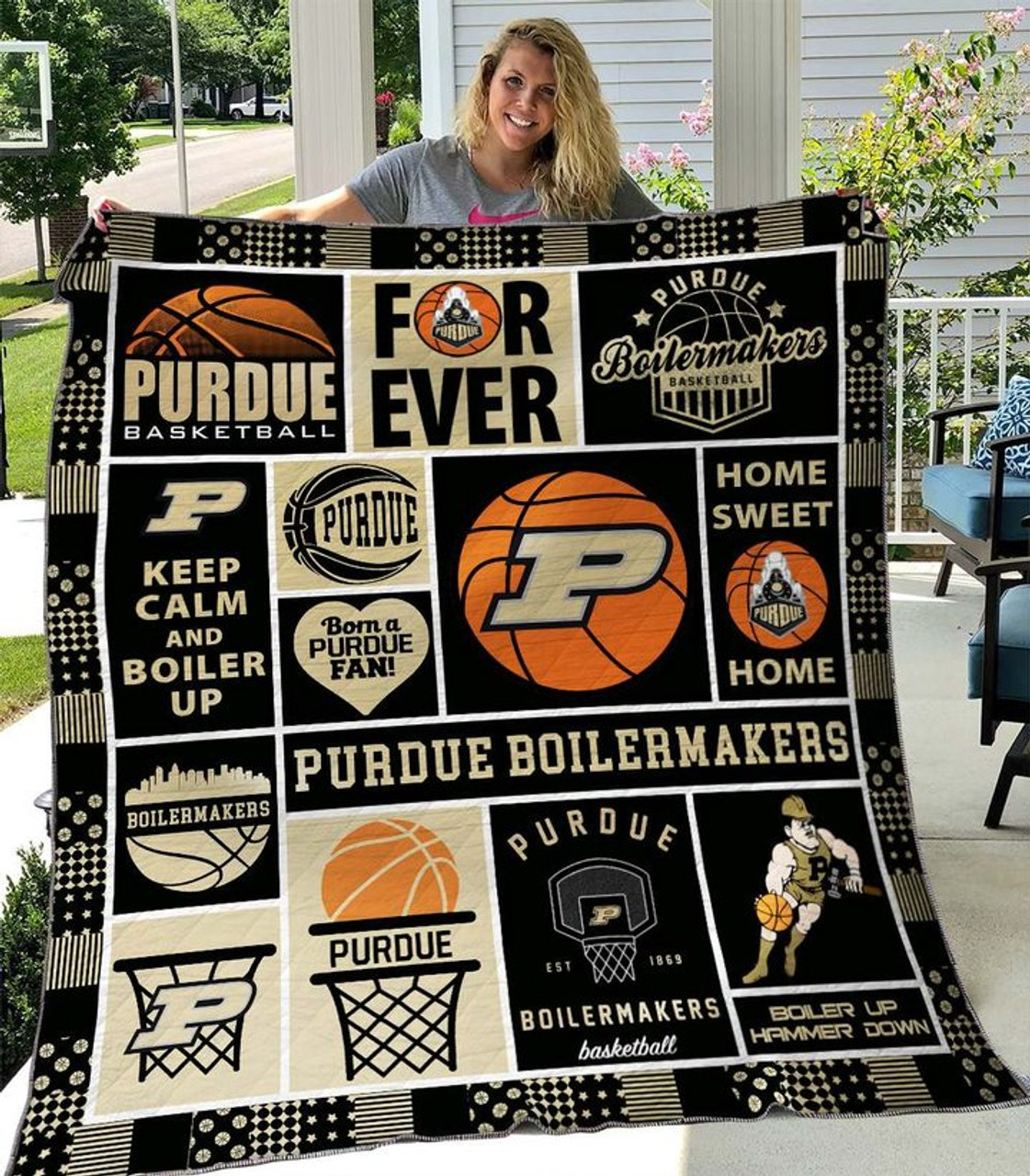 ncaa purdue boilermakers gold black basketball quilt fleece blanket wfqf521 d2cki