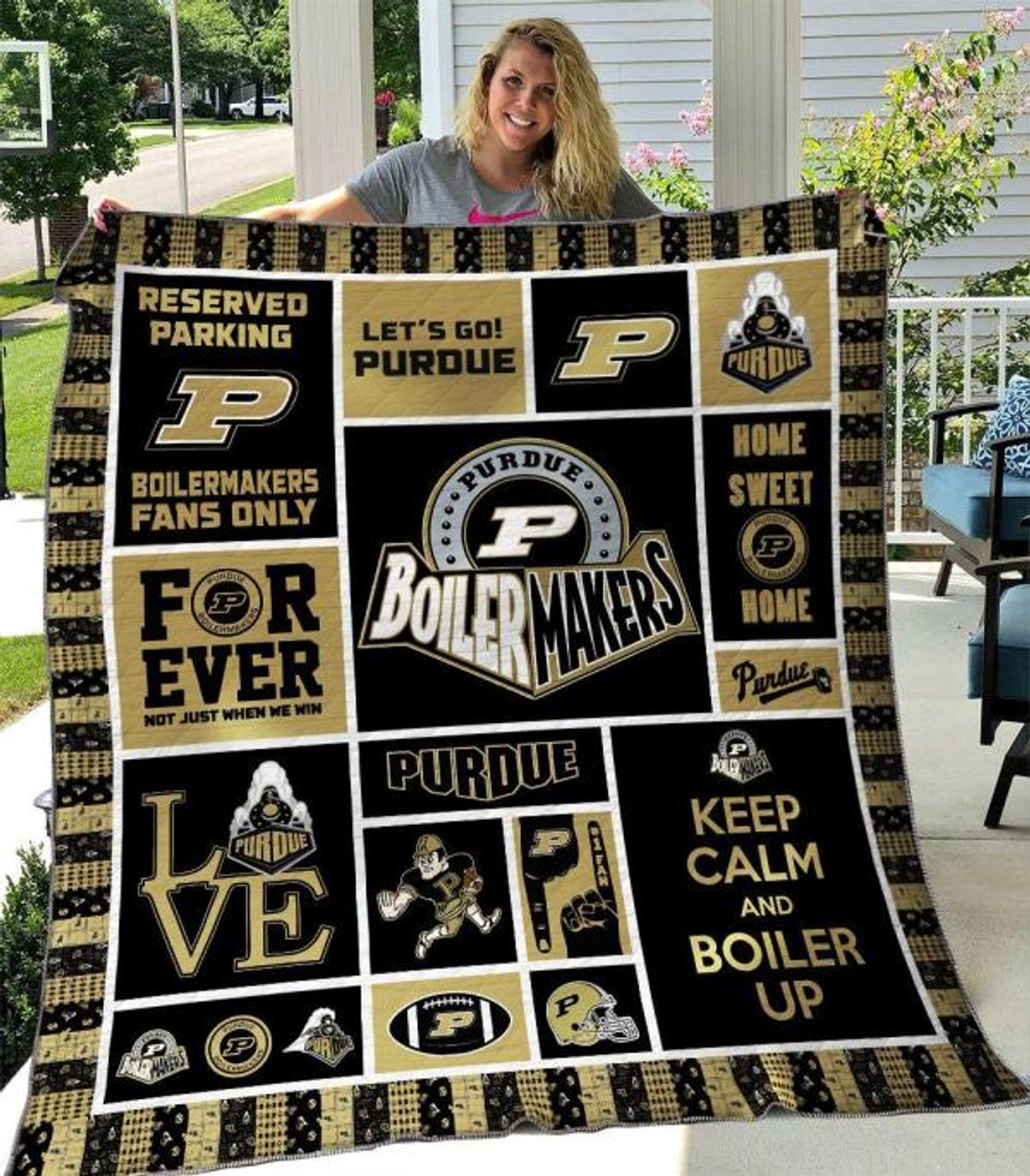 ncaa purdue boilermakers gold black quilt fleece blanket v9 wfqf524 9rqio