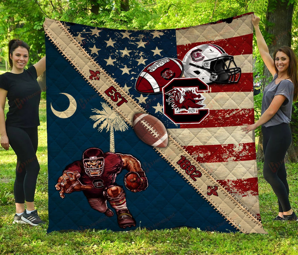 ncaa south carolina gamecocks american flag quilt fleece blanket wfqf538 bbtxf