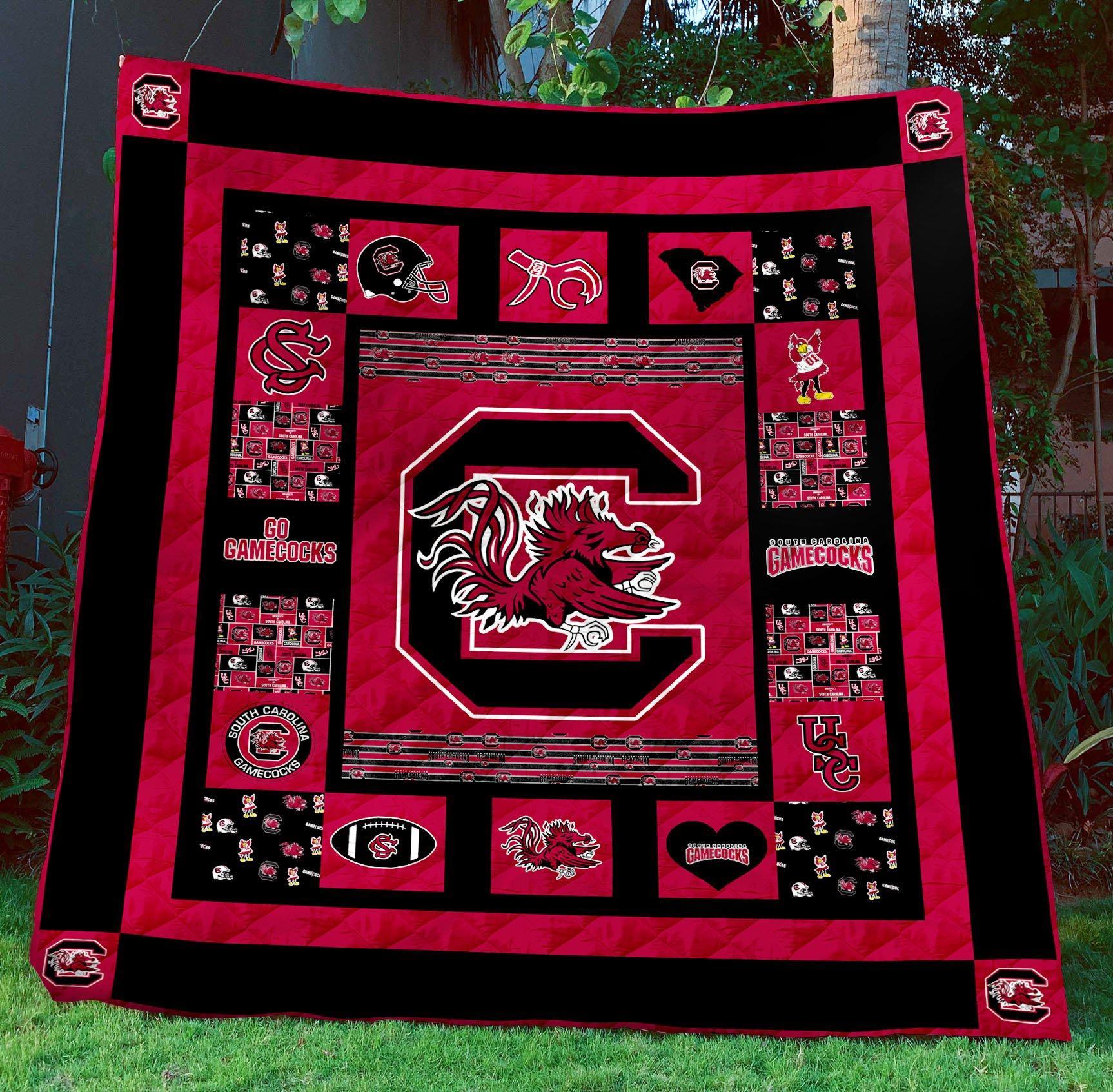 ncaa south carolina gamecocks garnet black quilt fleece blanket wfqf540 5mlqa