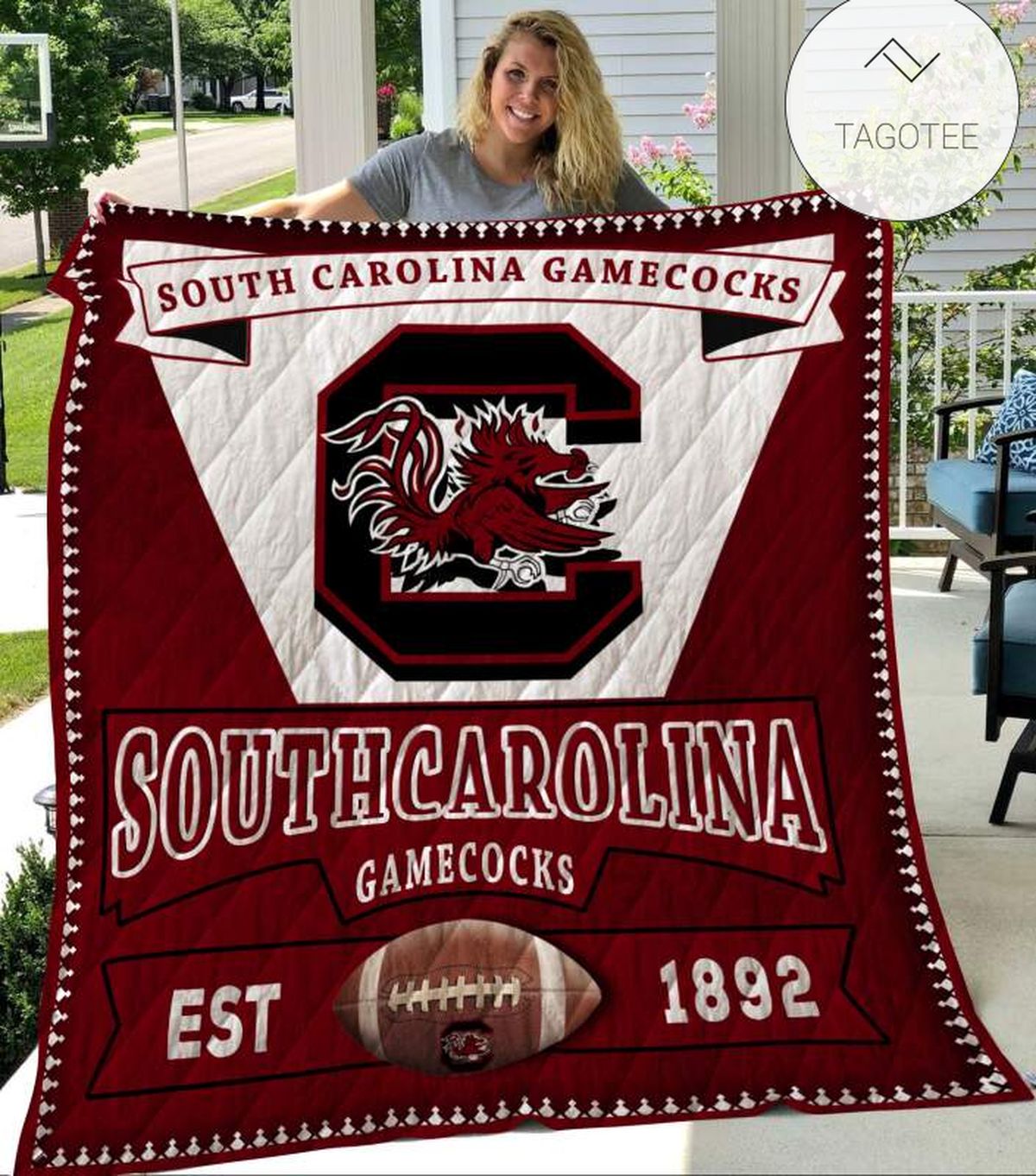 ncaa south carolina gamecocks garnet white est 1892 quilt fleece blanket wfqf542 xnmgq