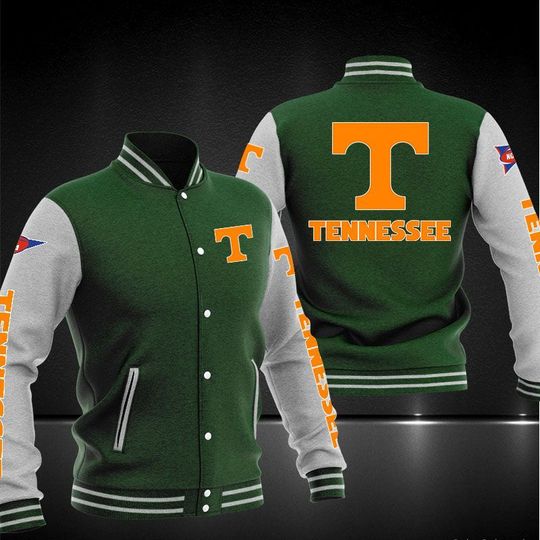 ncaa tennessee volunteers green baseball jacket button up zipper hooded all over print aty6x