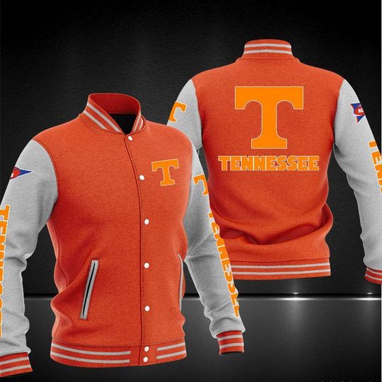 ncaa tennessee volunteers orange baseball jacket button up zipper hooded all over print kzt16