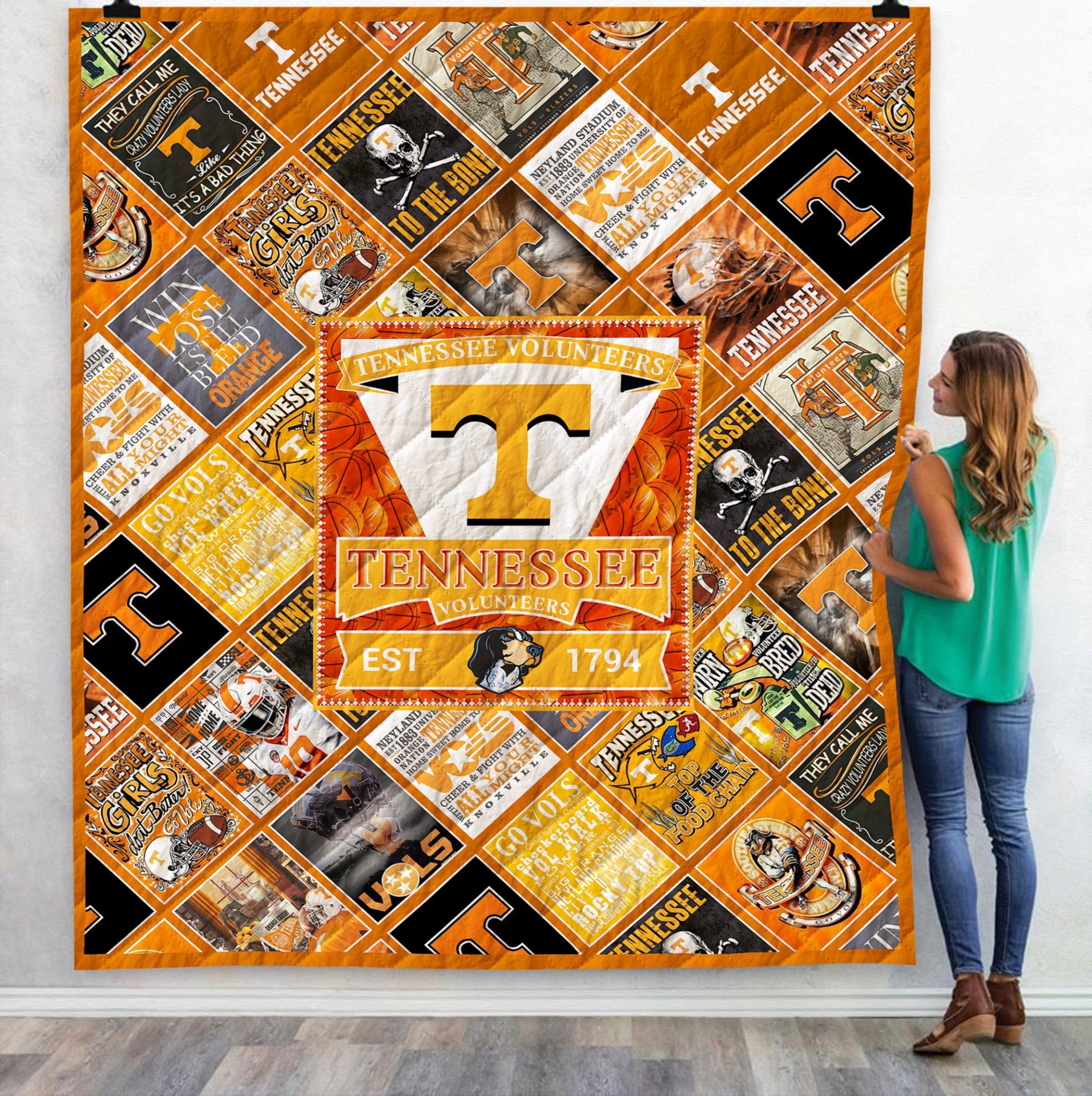 ncaa tennessee volunteers orange black quilt fleece blanket wfqf566 2zohi