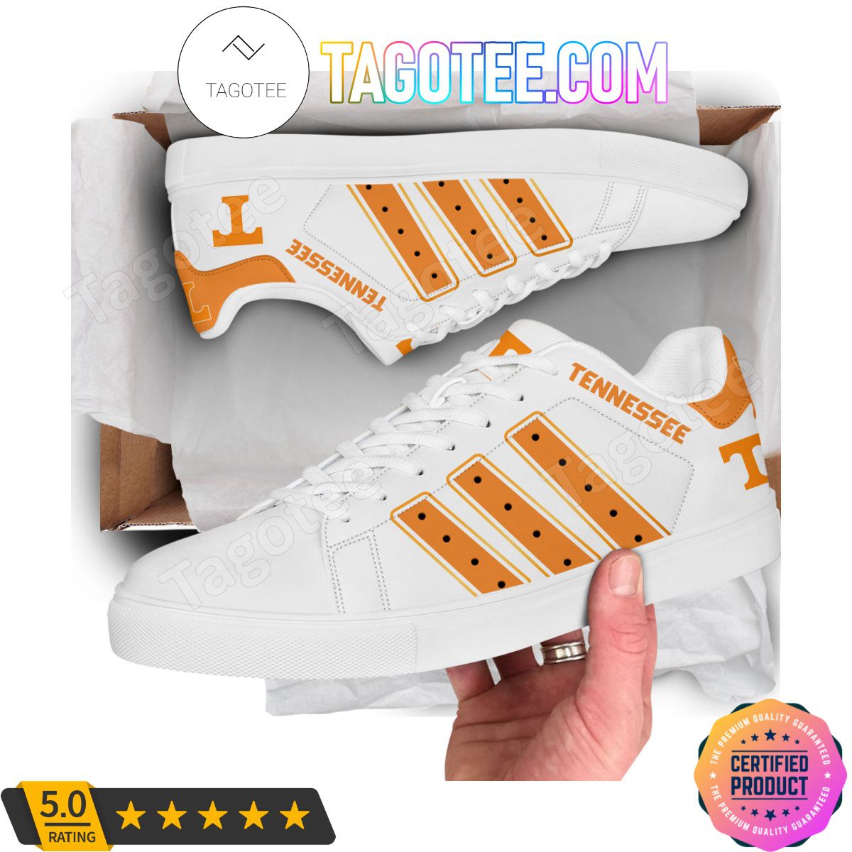 ncaa tennessee volunteers white orange stan smith shoes d6br0