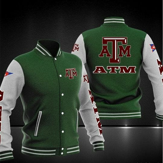 ncaa texas aampm aggies green baseball jacket button up zipper hooded all over print twuwp