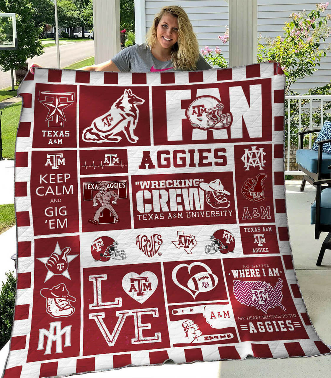 ncaa texas aampm aggies maroon white quilt fleece blanket v10 wfqf573 3ugpg