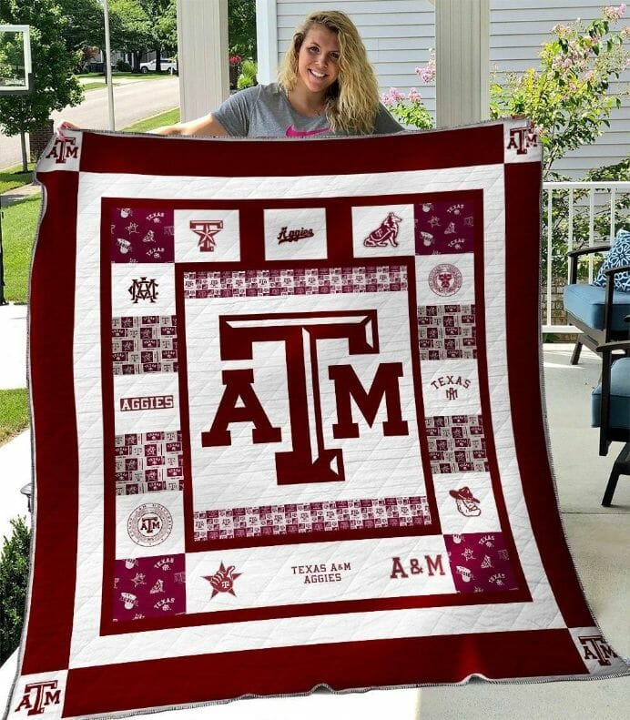 ncaa texas aampm aggies maroon white quilt fleece blanket v2 wfqf574 thkta