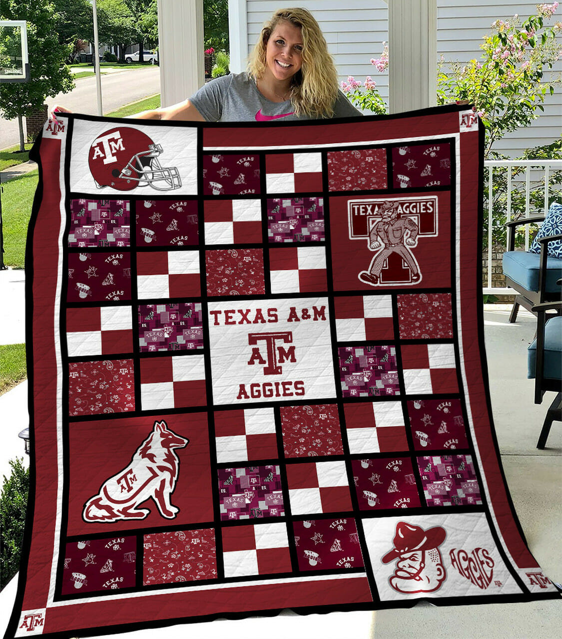 ncaa texas aampm aggies maroon white quilt fleece blanket v5 wfqf577 5ucmu