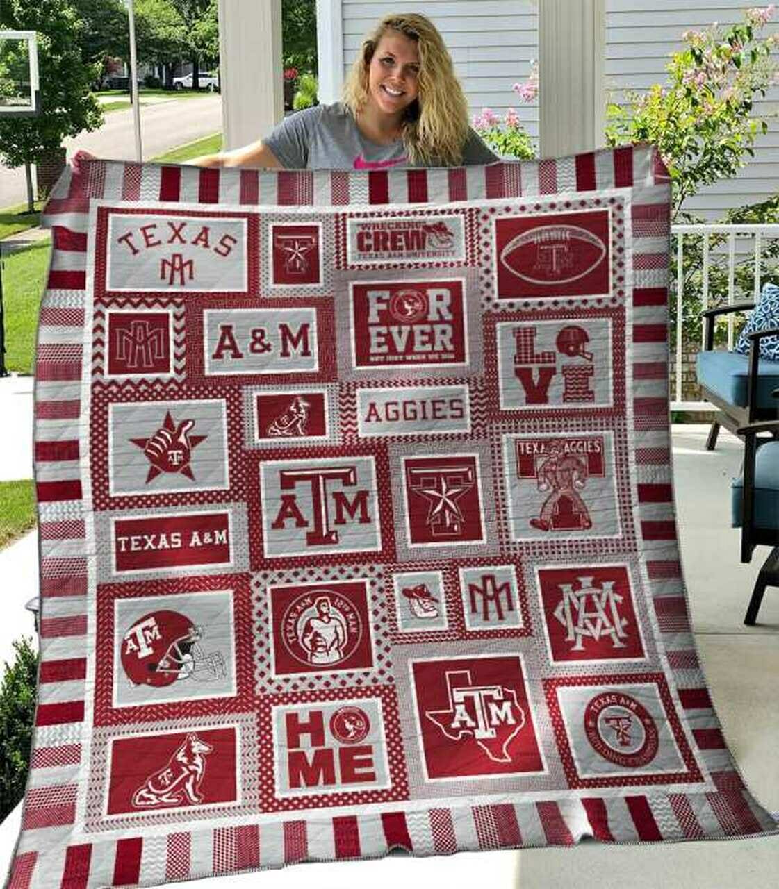 ncaa texas aampm aggies maroon white quilt fleece blanket v7 wfqf579 09fm6