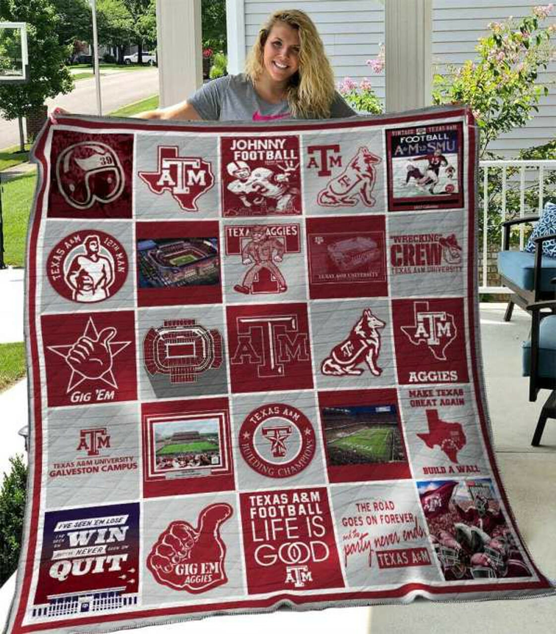 ncaa texas aampm aggies maroon white quilt fleece blanket v8 wfqf580 j7get