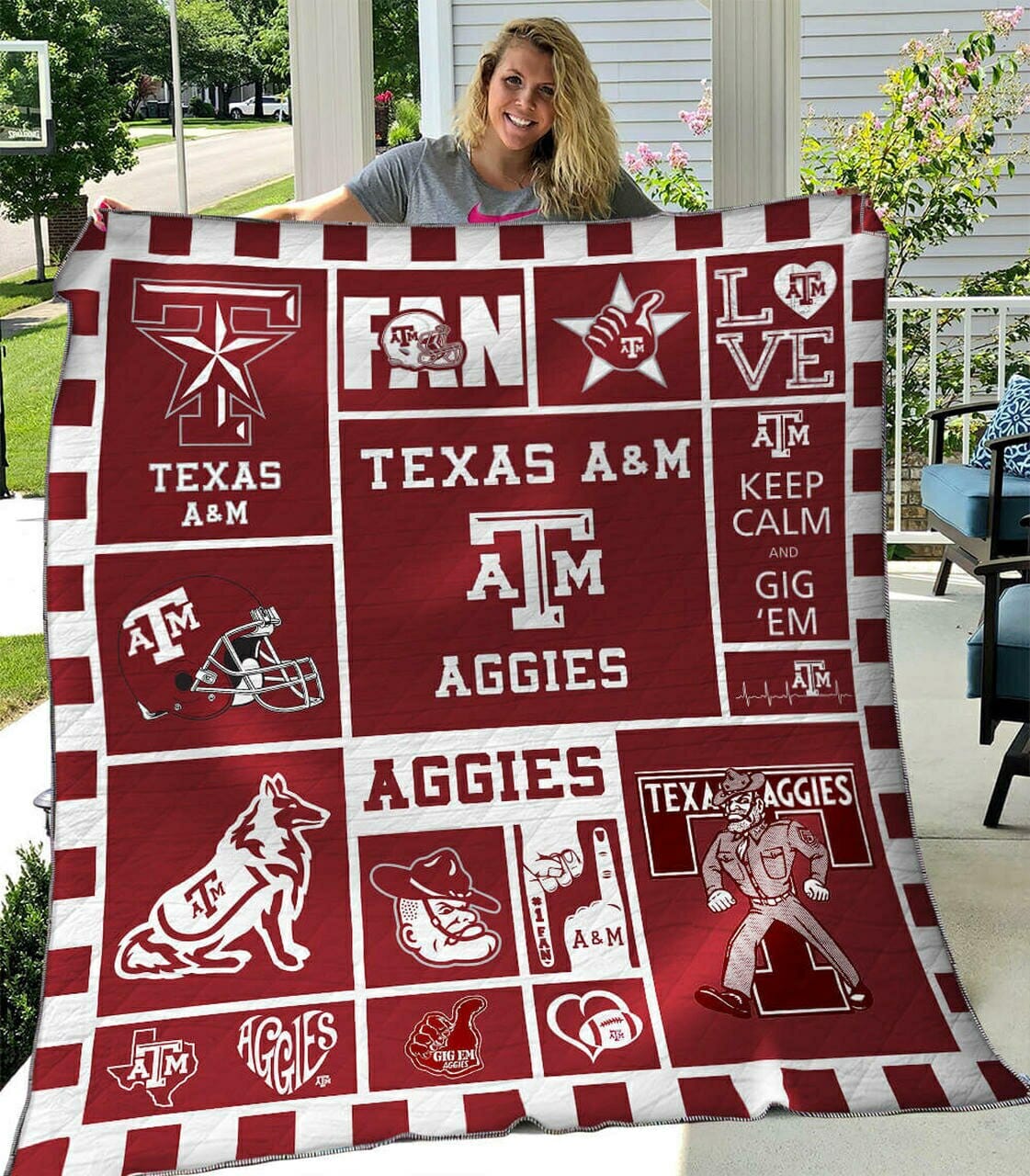 ncaa texas aampm aggies maroon white quilt fleece blanket v9 wfqf581 zvbyy