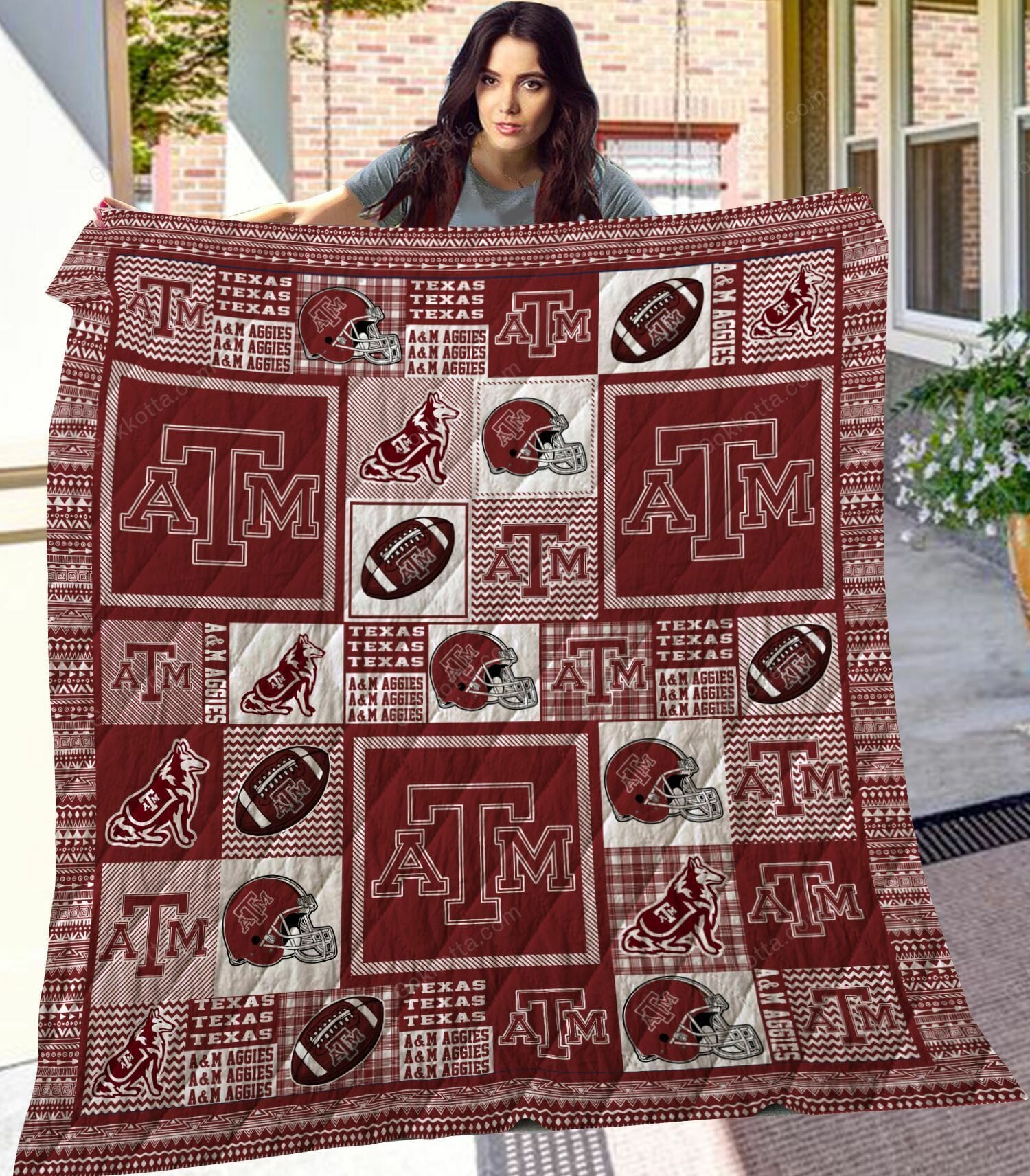 ncaa texas aampm aggies maroon white quilt fleece blanket wfqf582 cwow9