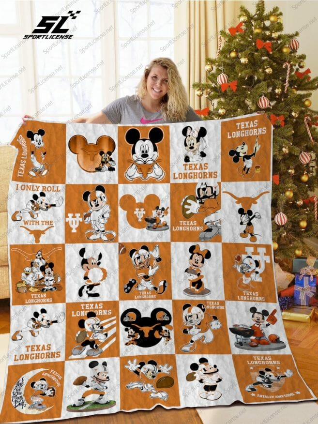 ncaa texas longhorns mickey mouse quilt fleece blanket wfqf583 of2za