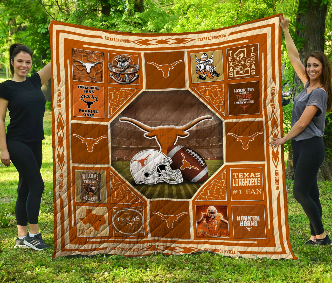 ncaa texas longhorns orange quilt fleece blanket v2 wfqf585 utemc