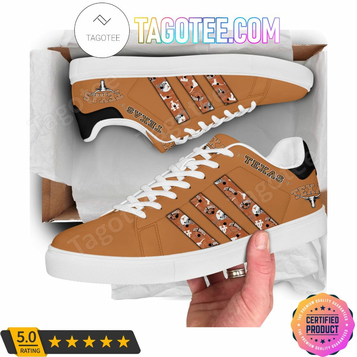 ncaa texas longhorns orange stan smith shoes pawor