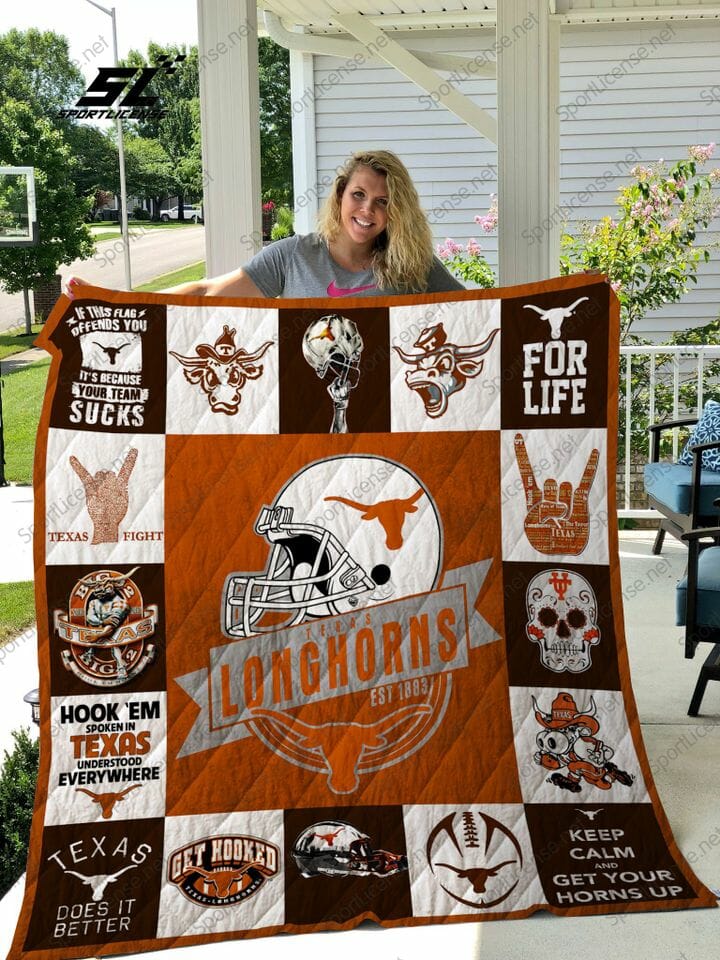 ncaa texas longhorns orange white est 1883 quilt fleece blanket wfqf587 vyakr