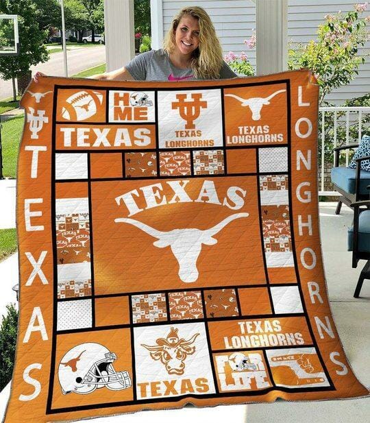 ncaa texas longhorns orange white quilt fleece blanket v2 wfqf588 zider