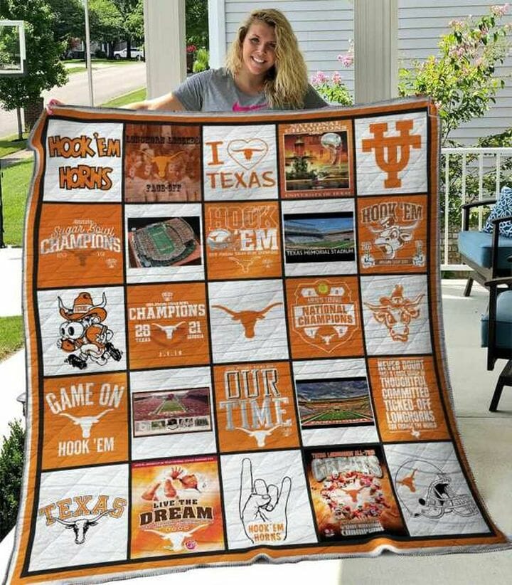 ncaa texas longhorns orange white quilt fleece blanket v3 wfqf589 gy12f