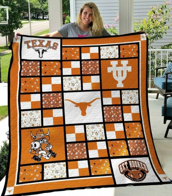 ncaa texas longhorns orange white quilt fleece blanket v4 wfqf590 l6fb7