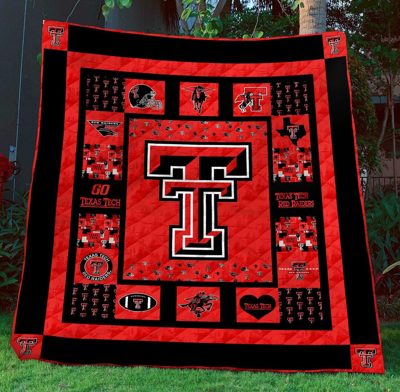 ncaa texas tech red raiders logo quilt fleece blanket wfqf598 mpkoq