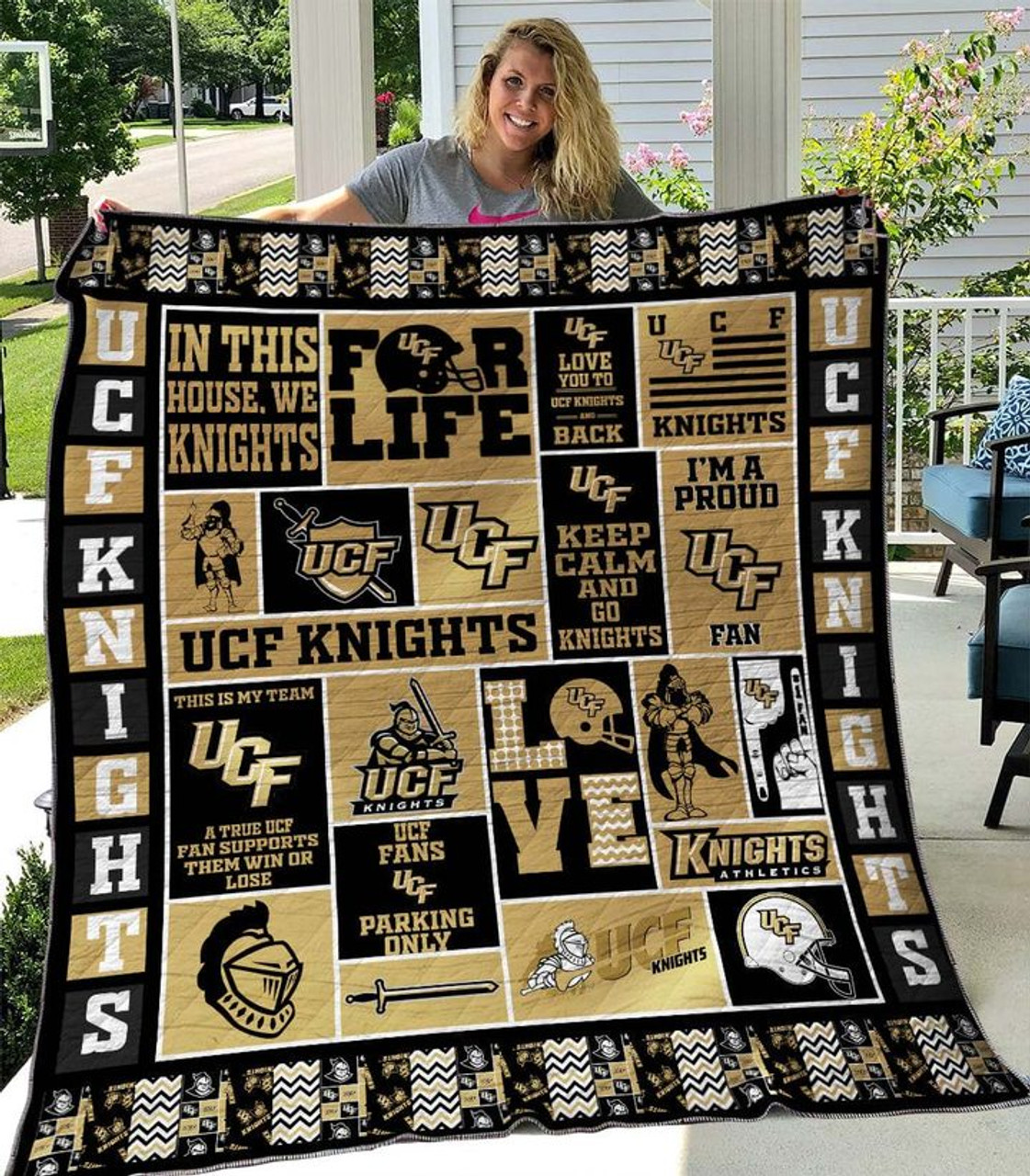 ncaa ucf knights gold black quilt fleece blanket v5 wfqf604 6xgyu