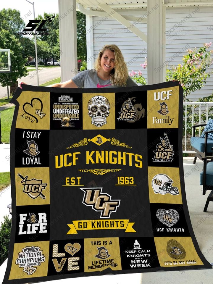 ncaa ucf knights gold black quilt fleece blanket wfqf607 k4umi