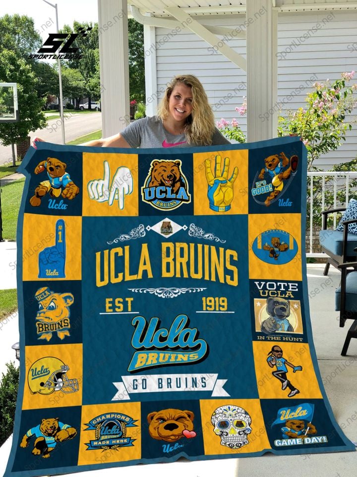 ncaa ucla bruins blue gold est 1919 quilt fleece blanket wfqf612 apo3u