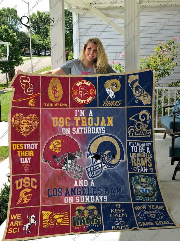 ncaa usc trojans cardinal blue quilt fleece blanket wfqf619 agcff