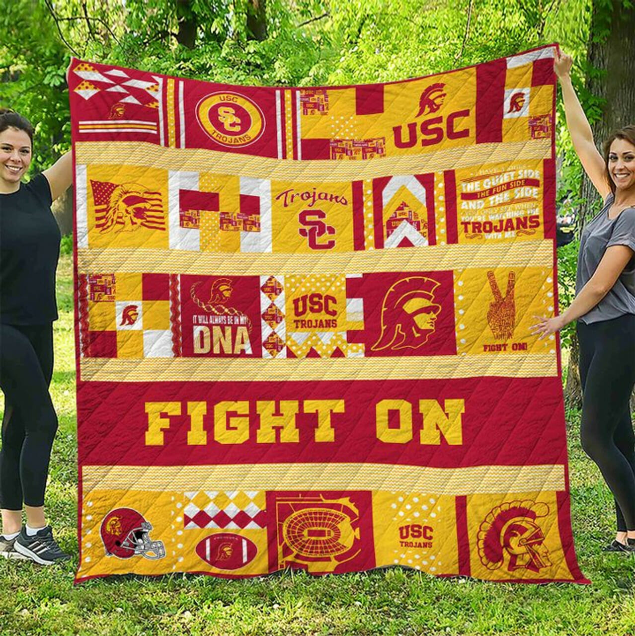 ncaa usc trojans cardinal gold quilt fleece blanket v3 wfqf621 gyhxw