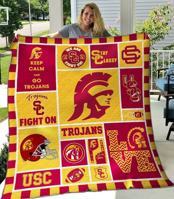 ncaa usc trojans cardinal gold quilt fleece blanket v4 wfqf622 ankga