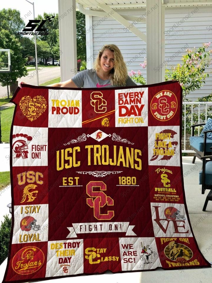 ncaa usc trojans cardinal white est 1880 quilt fleece blanket wfqf626 pqqy5