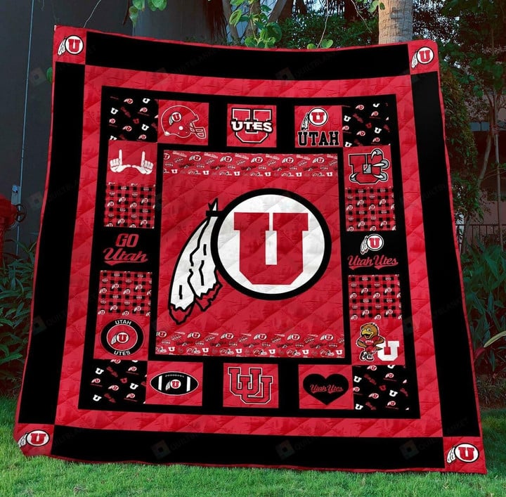 ncaa utah utes red black quilt fleece blanket v3 wfqf631 a2gby