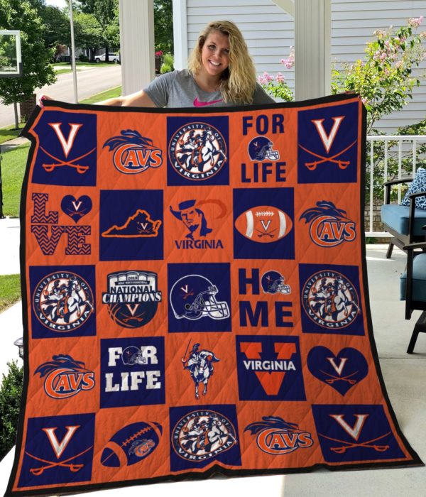 ncaa virginia cavaliers orange blue quilt fleece blanket v4 wfqf642 u1thl