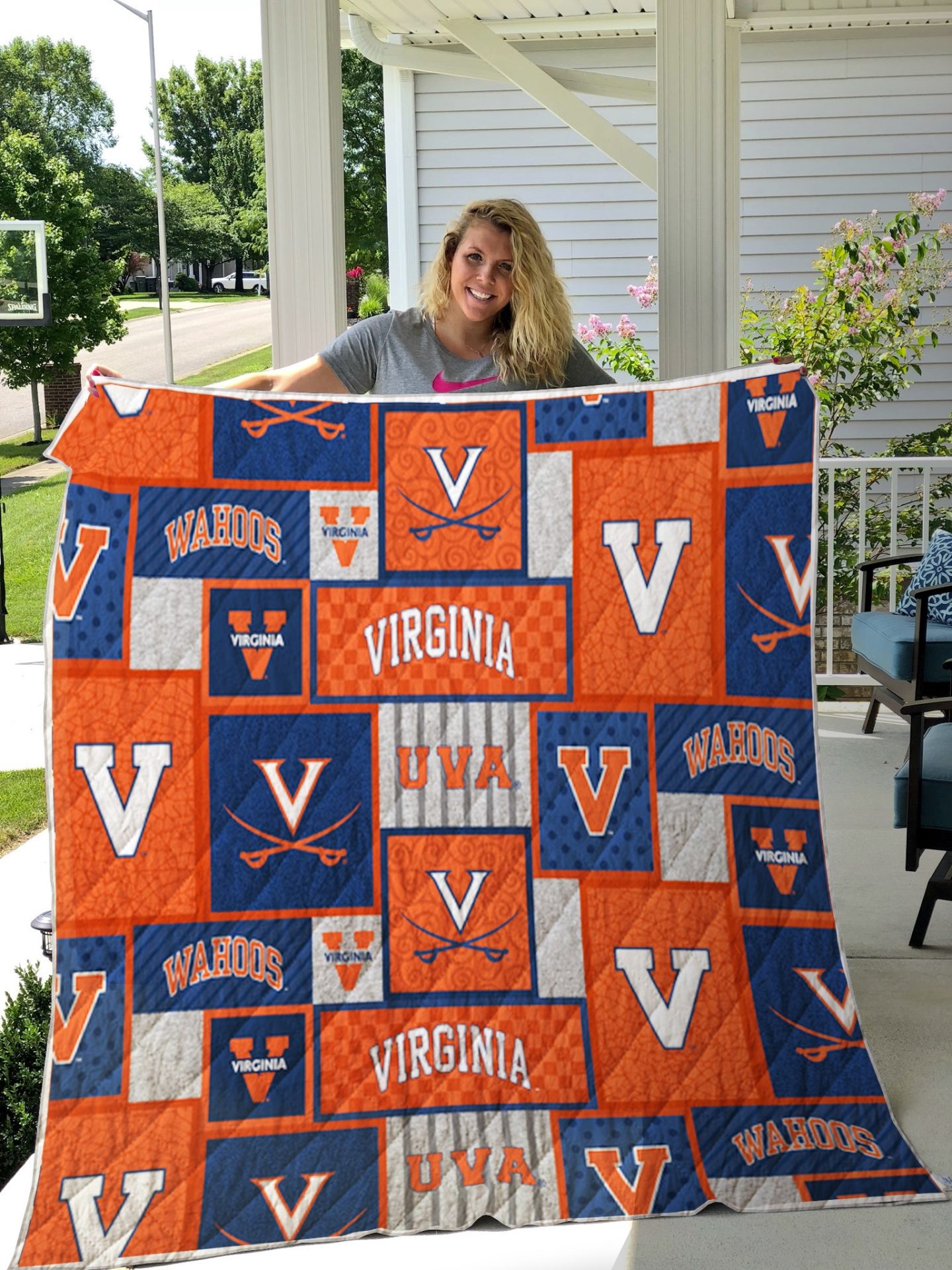 ncaa virginia cavaliers orange blue quilt fleece blanket wfqf645 2xsxi