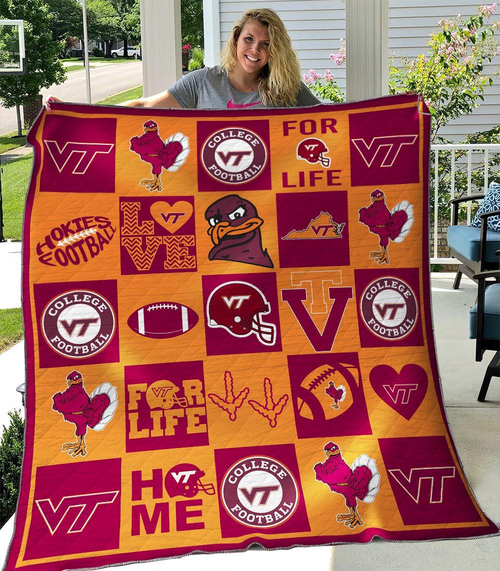 ncaa virginia tech hokies maroon gold quilt fleece blanket v2 wfqf646 xz4i4