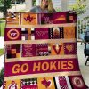 ncaa virginia tech hokies maroon gold quilt fleece blanket wfqf648 tqmwx